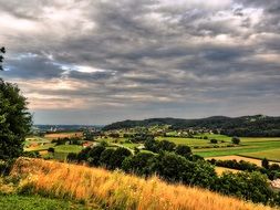 Beautiful landscape of field on a hill