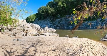 Sand Lake shore rocks view