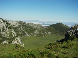 panorama of high green mountains