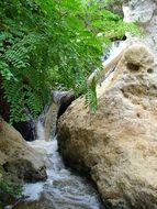 waterfall between rocks