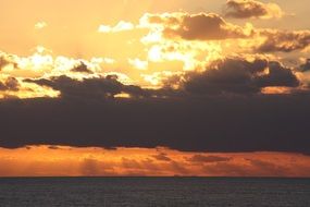 tranquil orange sunset on the sea