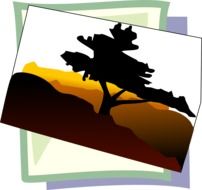 Clipart of tree Silhouette in a desert