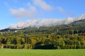 landscape view of fabulous mountains and forest