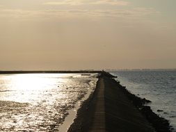 Landscape of surf wall on the North Sea