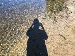 shadow of man on river water