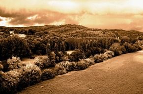 black-and-white image of the beautiful scenery in France