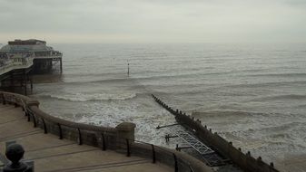 sea pier in gray seascape