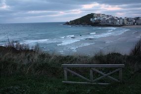 Panorama of the evening beach in Galicia, Spain