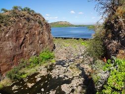 rocks near the reservoir