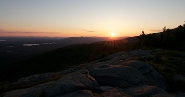 Panorama view of mountains at the sunset