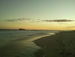Sand beach at the sunset