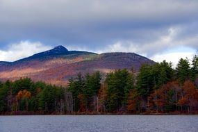 view from the lake on the picturesque coast colorful