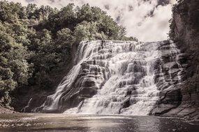 waterfall in wild forest