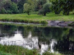 river gwda in summer landscape, poland