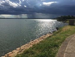lake in sun lights in Brasilia