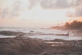 panorama of the rocky ocean shore