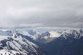 Landscape of the snowy mountains in Norway