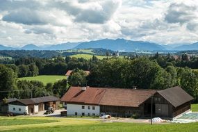 alpine farm in summer on a sunny day