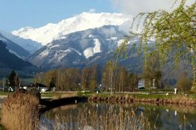 small lake on the background of beautiful mountains