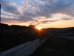 nice orange sunset in the mountains