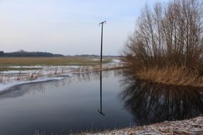 landscape of mirror lake in winter