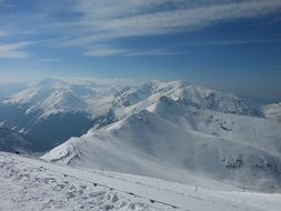 view of the snow-capped mountains Tatry