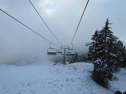 ski lift to the mountain grouse