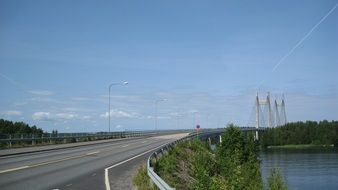 modern bridge over the river in Finland