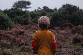 back view of blonde child outdoor