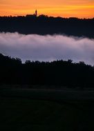 sunrise fog clouds Zungenbecken lake Germany