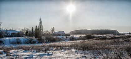 winter landscape in sunny day