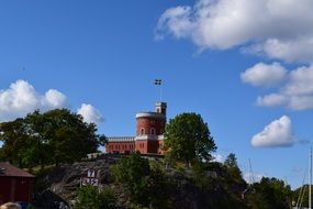 sweden red castle landscape sky view