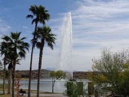 fountain in arizona park on a sunny day