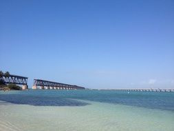 distant view of a large bridge and ocean in florida