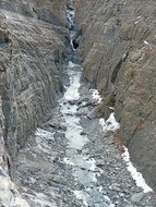 frozen white streams in the Alps