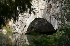 stone bridge wall across the lake