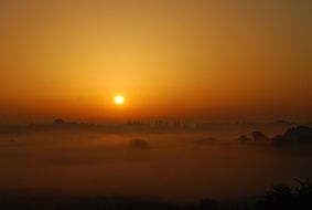 sun in the yellow sky at sunset