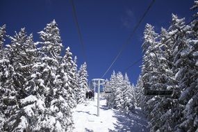 chairlift in the snowy mountains