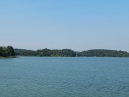 panorama of a big blue lake in Poland on a sunny day