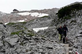 tourists in the mountains Steinernes Meer