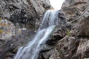 waterfall among the rocks close up