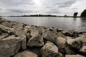 landscape of stones on a river bank
