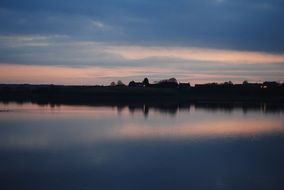 landscape of wonderful dusk over lake