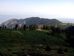 canigou mountain at summer morning, scenic landscape, france