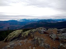 landscape of cloudy sky over autumn in the picturesque mountains