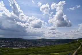 Amazing sky clouds field landscape, rheingau
