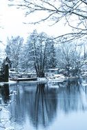 lake among the winter landscape