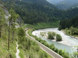 railway along the mountain river