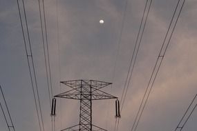 power lines on the background of twilight