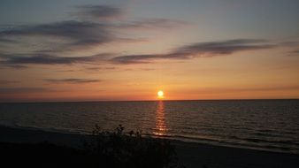 the baltic sea at the sunset